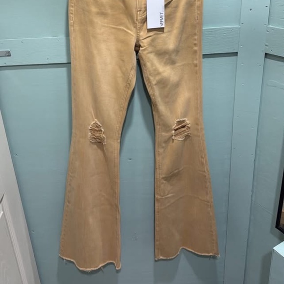 Tan Flare Vervet Stretchy Jeans - Picture 2 of 2